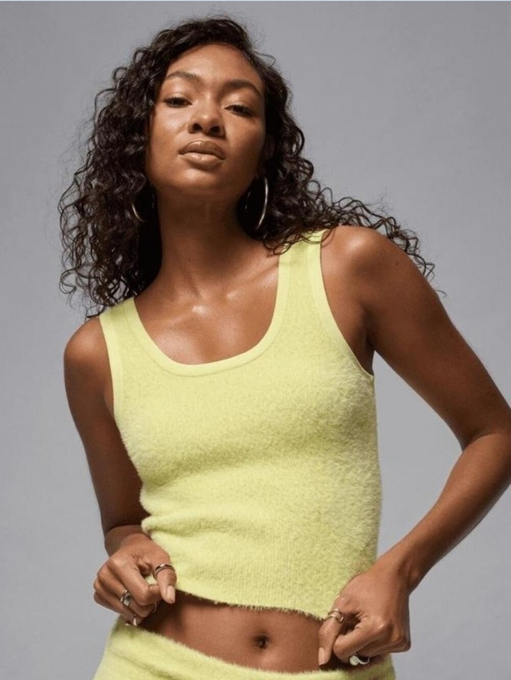 NWT Nike Air Jordan Yellow/Green Fuzzy Y2K Retro Tight Fit Tank. Size Small